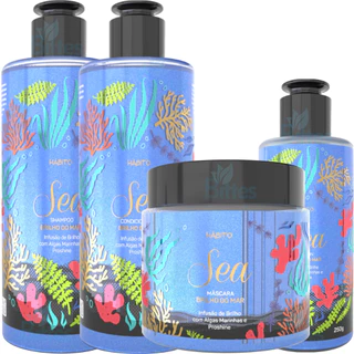 Kit Sea Hidratação para cabelo super brilhoso Habito cosméticos