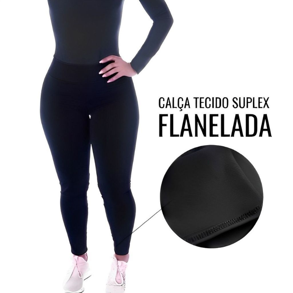 Calça Legging Forrada Flanelada Cintura alta Inverno