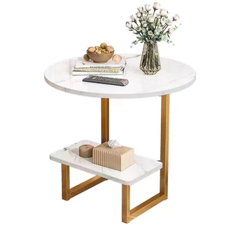 Conjunto Mesa Lateral e Apoio Redonda Decorativa Pés Reforçados Sala PREMIUM