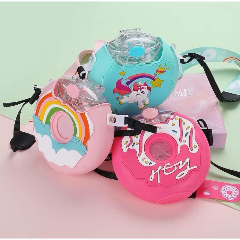 Garrafinha de Água Infanfil Formato Donuts Rosquinha Várias Cores.