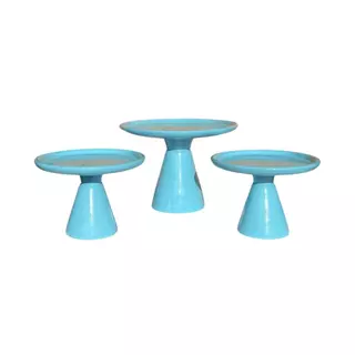 Kit Três Boleiras Doceiras Em Cerâmica Para Decoração Festa Aniversário Escolha a Cor