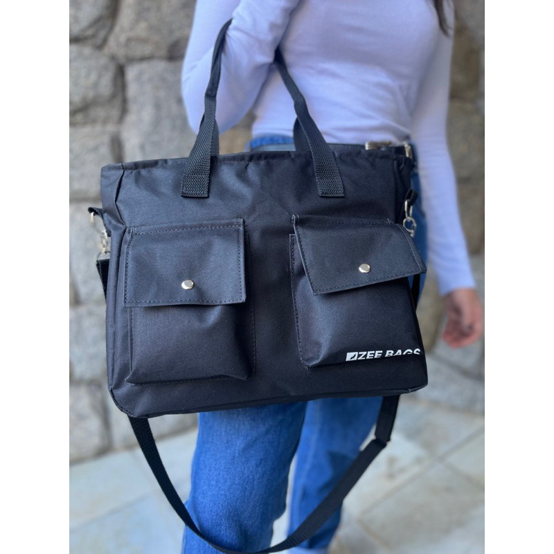 Bolsa de Ombro Transversal com Alça de mão e Ombro Removível, Semi Impermeável
