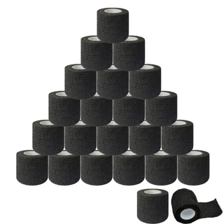 Kit 4 Bandagem adesiva 5 Metros x 5 cm Tatuagem Preta Elastica Auto Aderente Abrasiva micropgmentação e demografo Tattoo Fita Encapar Grip Bico Biqueira