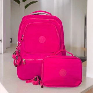 Mochila Escolar Grande Feminina Masculina + Estojo Box 100 pens Volta as Aulas