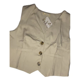 Colete curto alfaiataria Bolso falso feminino - Botoes mesclado