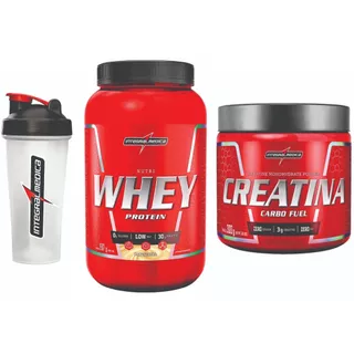 Kit Coqueteleira 600ml + Nutri Whey Pote 900g + Creatina Carbo Fuel 300g - Integral Médica