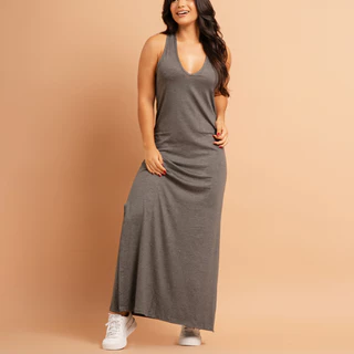 Vivah Vestido Longo Com Fenda Regata Liso Viscolycra Soltinho Feminino em Oferta na Shopee