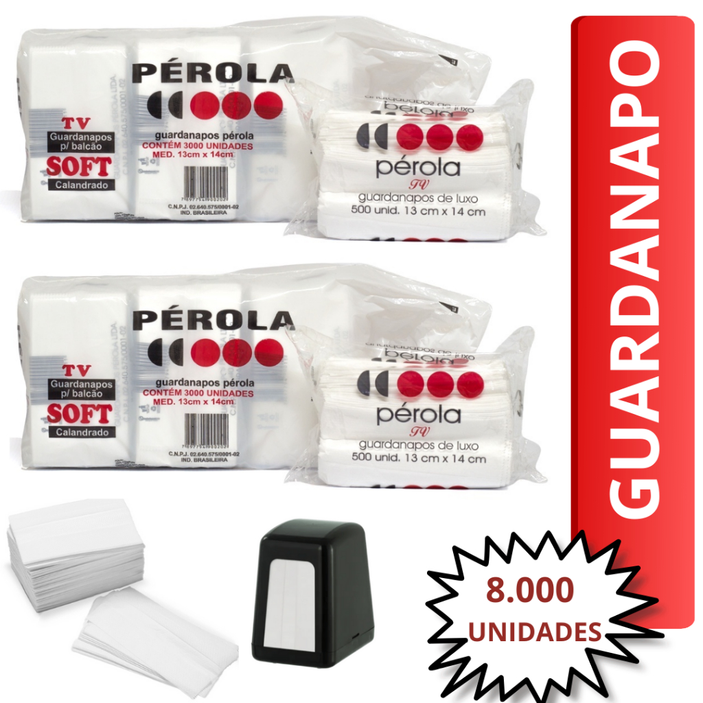 Kit 8000 Guardanapo Branco de Papel Tipo Tv Seda Celulose de Mesa para Balcão Lanchonete Restaurante Padaria 13x14cm Pérola