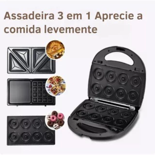Máquina Donuts Wafler Rosquinha Sanduicheira 3 Em 1/ 6 Em 1