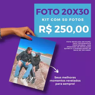 Revelação de foto 20x30 - Kit com 50 fotos