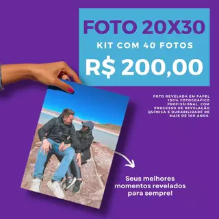 Revelação de foto 20x30 - Kit com 40 fotos