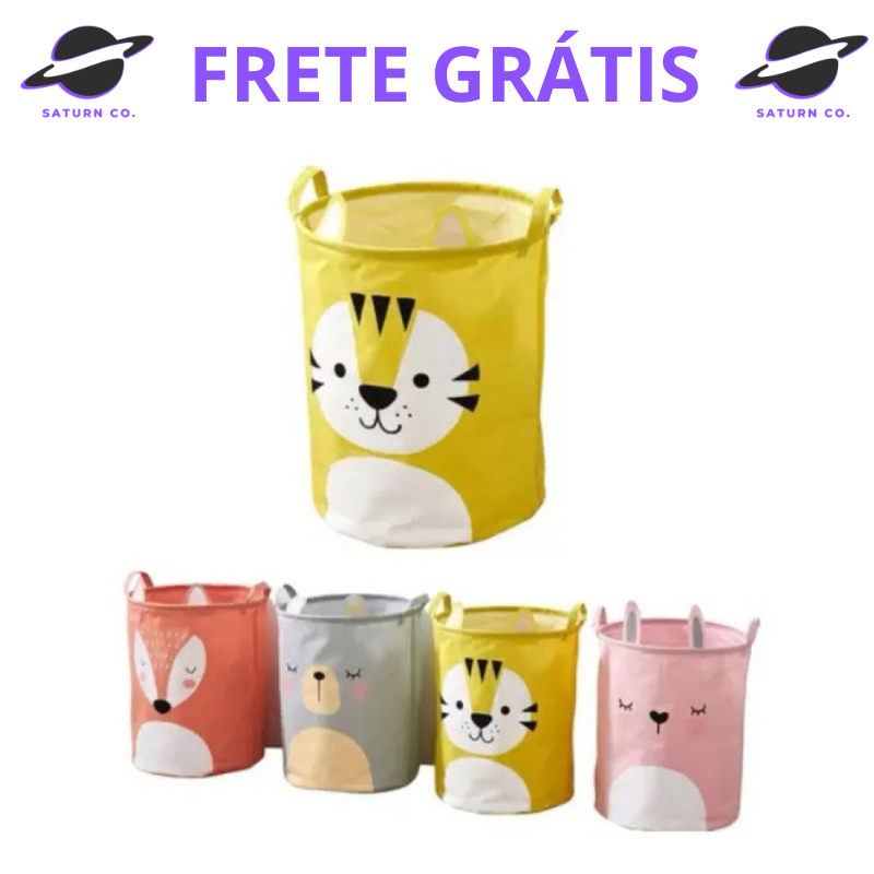 Cesto organizador infantil dobravel feltro linho Saco de roupas Brinquedos fraldas Armazenamento