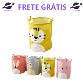 Cesto organizador infantil dobravel feltro linho Saco de roupas Brinquedos fraldas Armazenamento