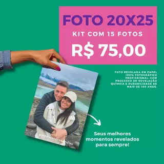 Revelação de foto 20x25 - Kit com 15 fotos