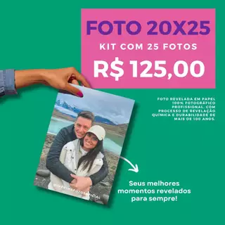 Revelação de foto 20x25 - Kit com 25 fotos