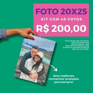 Revelação de foto 20x25 - Kit com 40 fotos