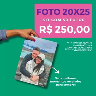 Revelação de foto 20x25 - Kit com 50 fotos