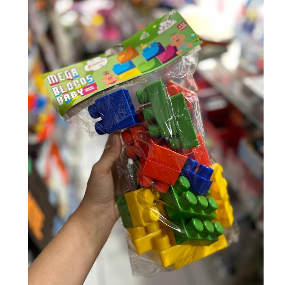 Mega Blocos Baby colorido plástico peças grandes 12 ou 24 peças Cadplas