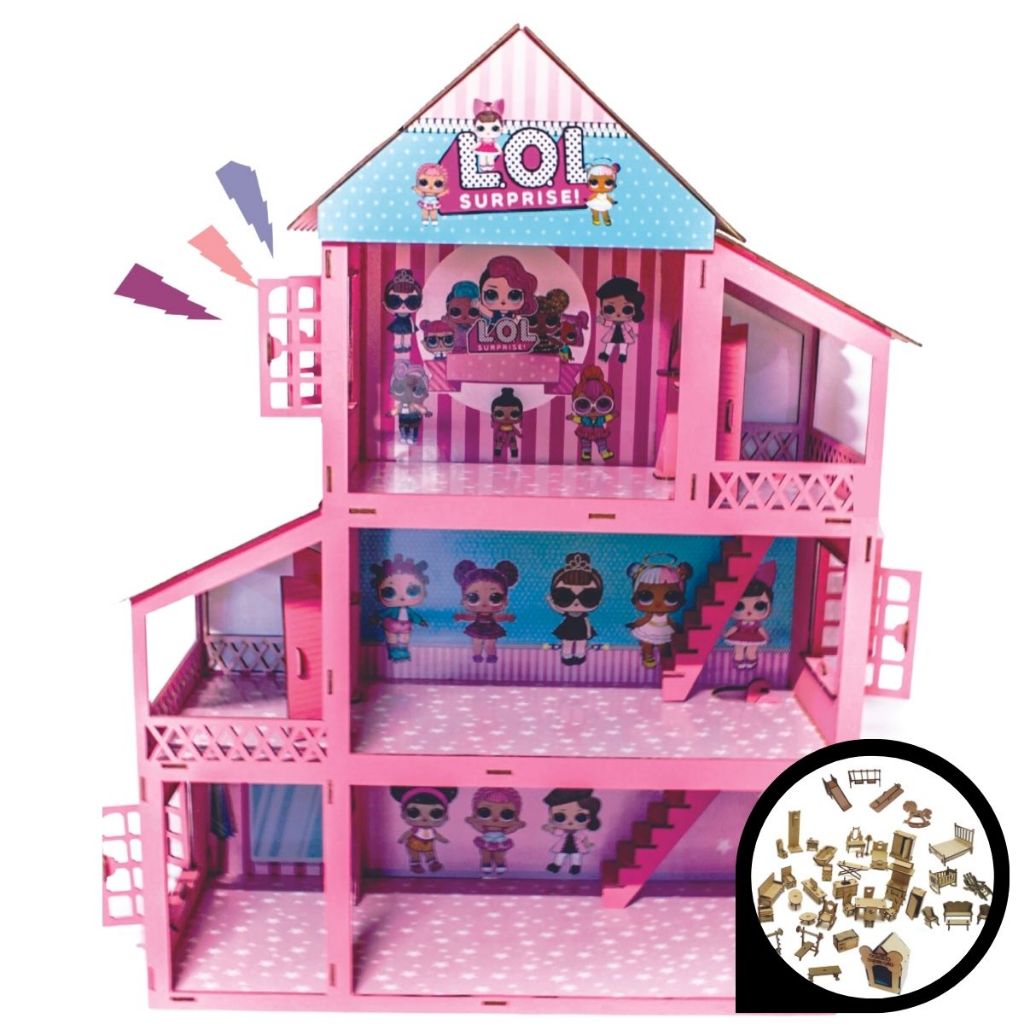 Casa Casinha para boneca Polly Pocket Lol Surprise | Shopee Brasil