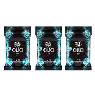 KIT COM 3 Preservativo Camisinha Efeito Refrescante Olla Ice (3 unid cada). Embalagem Discreta