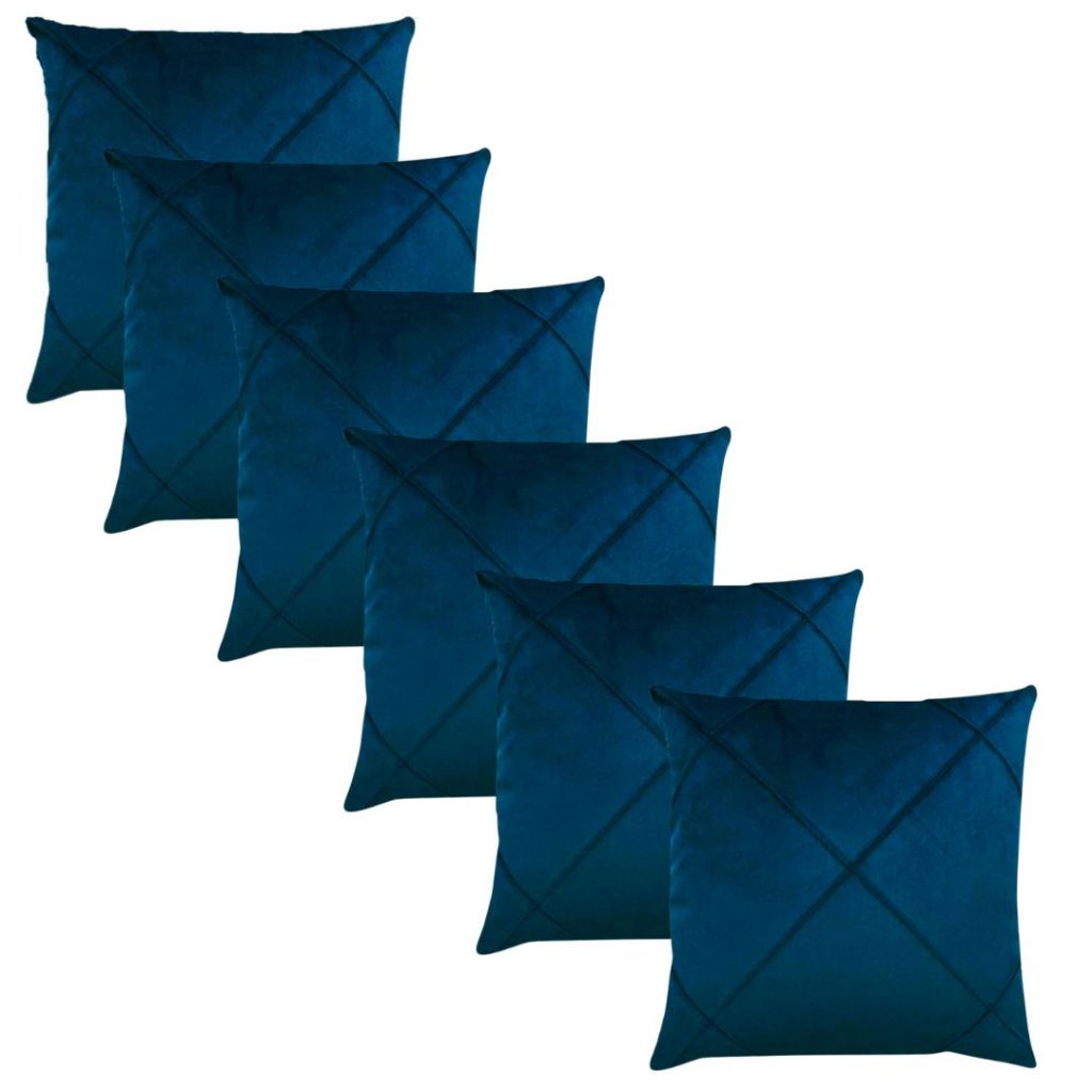 Kit 6 Almofadas Cheias em Suede Drapeada 45x45cm Decorativas