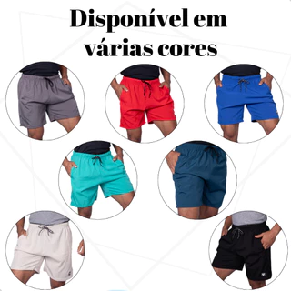 Kits Bermuda Masculino Elastano Short Praia Tactel Liso Várias Cores Com 3 Bolso Ideal Academia Treino Caminhada Moda Casual Envio Rápido