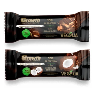 Barra de Proteína Vegana (cx com 12 uni) Growth Supplements