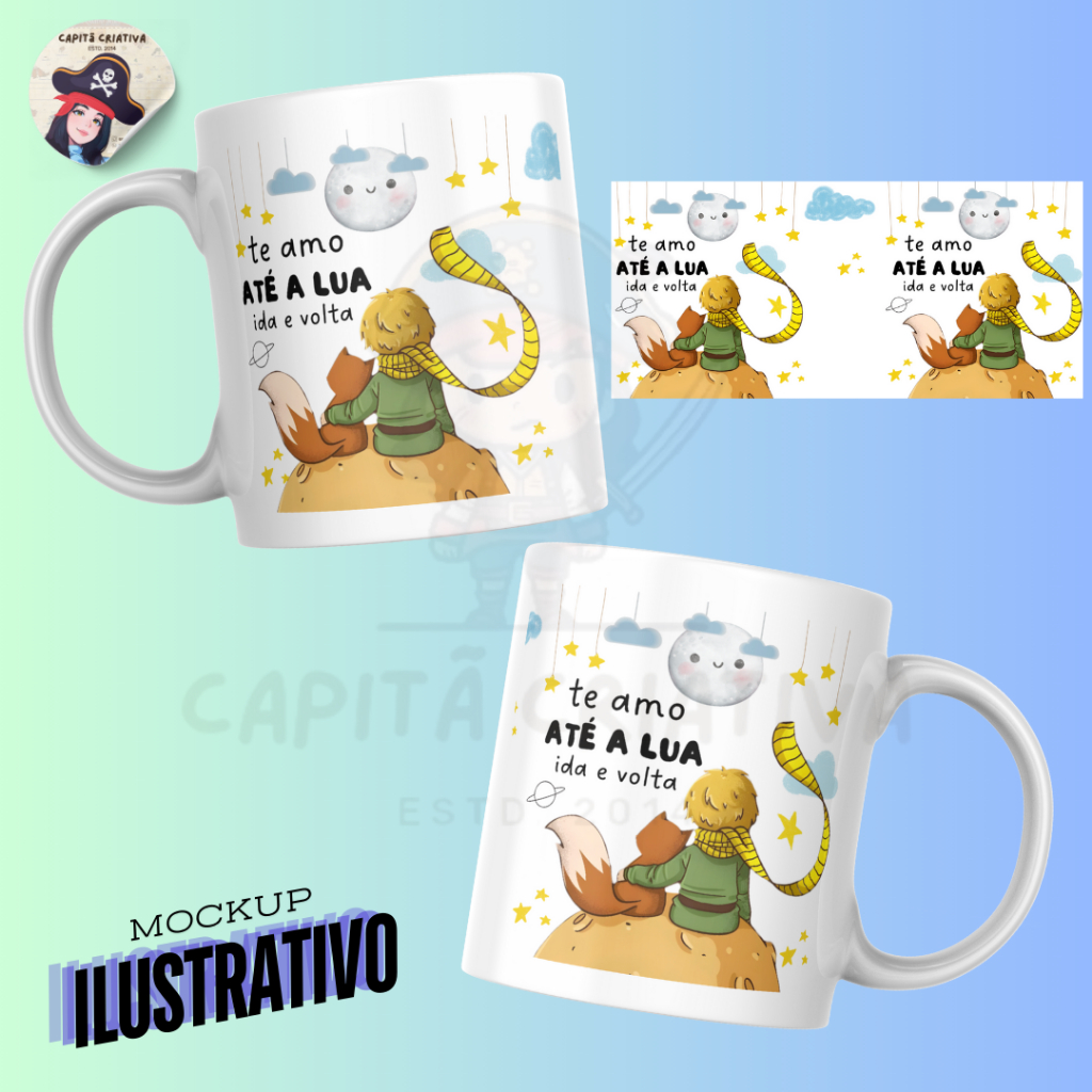 Caneca o pequeno príncipe - te amo até a lua ida e volta | Shopee Brasil