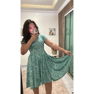 Vestido Godê Malha Crepe Feminuni Midi Evangélico Moda Cristã