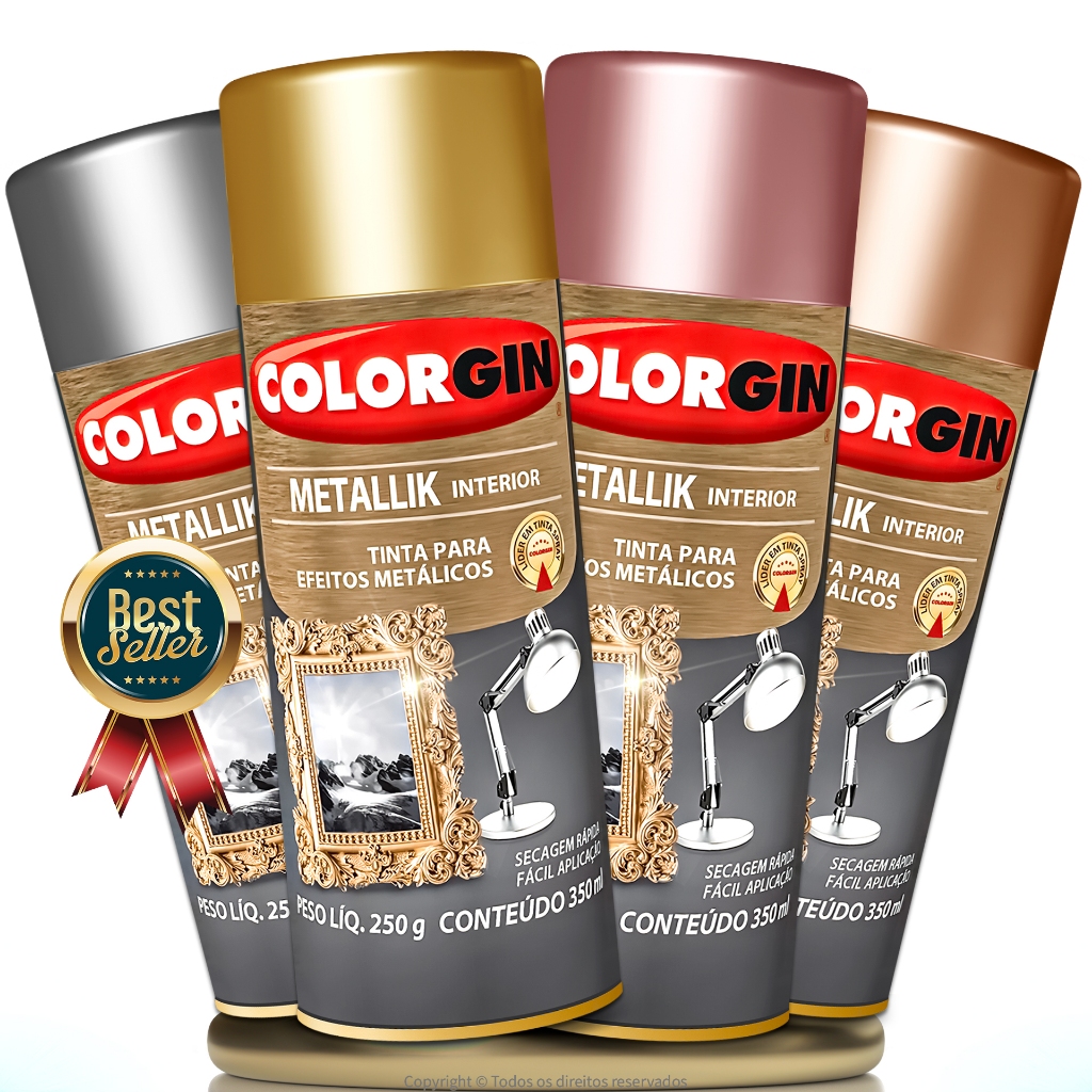 Kits Tinta Spray Colorgin Metallik Original: Metálico Ouro, Prata ...