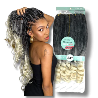 Jumbo Boho Curl Preto com Loiro Clarissímo #T1B/613 Fibra Premium Braids 400gr - Cherey, box braids gypsy french curl