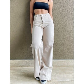 Calça Jeans Feminina Wide Leg Pantalona Moda Lançamento