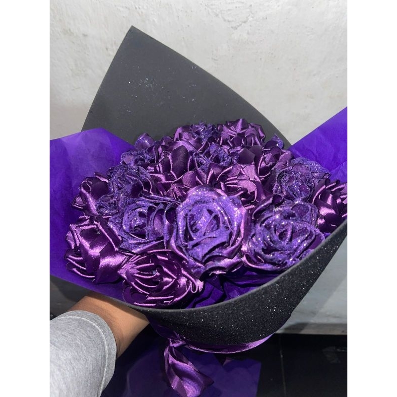 buquê de cetim flores eternas diversas cores com ou sem glitter