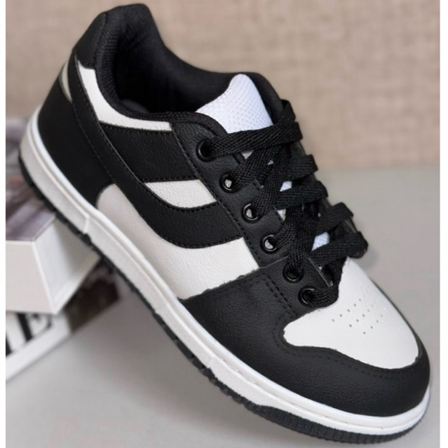 Tênis Preto e Branco Panda Leve e Confortável