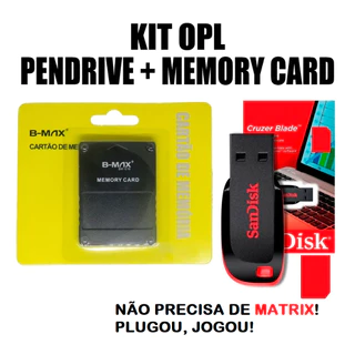 Kit PS2 Memory Card Preparado + Pendrive 64gb Com 2500 Títulos