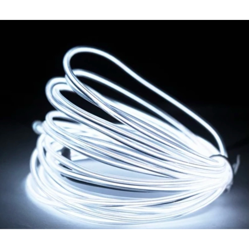 Fio Neon El Wire Branco à Pilha 3v Para Roupa e Máscara