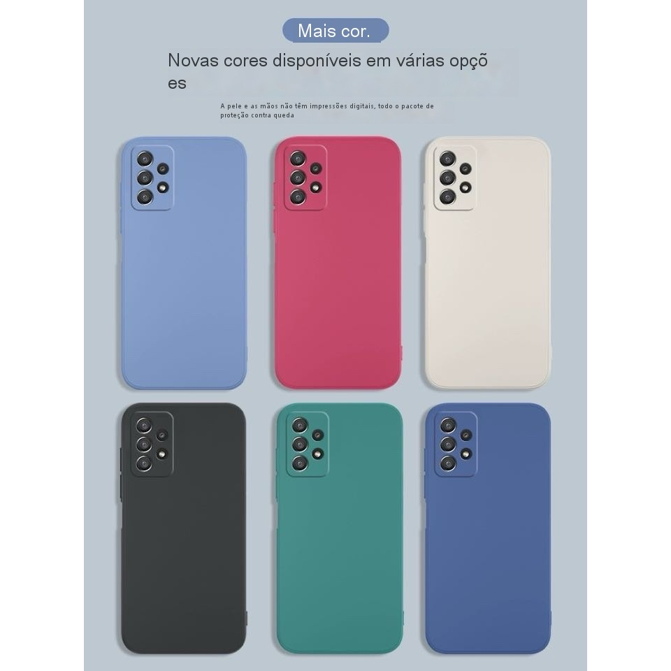 （Presentes，PELICULA COM CHAVE) Capinha Samsung A32 4G\ A52 Straight Side Liquid Silicone