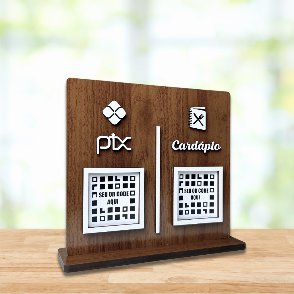 Placa Pix 2 Qr Code Madeira Display Instagram Mdf plaquinha pagamento ...