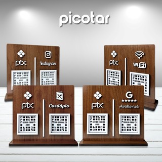 Placa Pix 2 Qr Code Madeira Display Instagram Mdf plaquinha pagamento ...