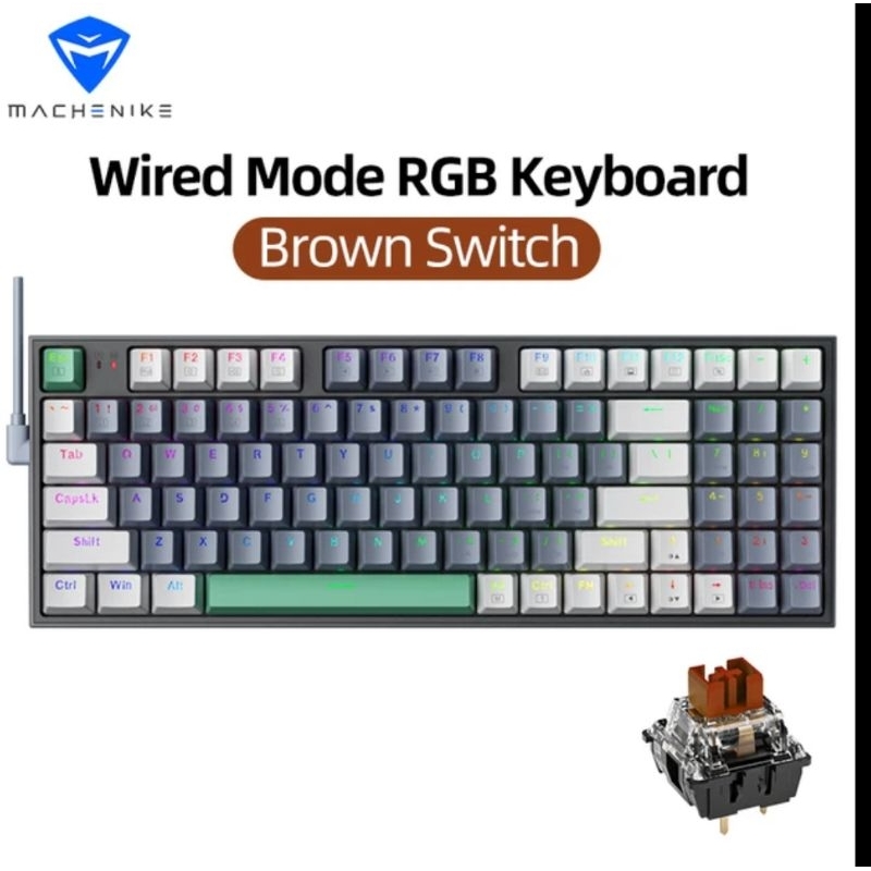Teclado mecânico Machenike K500 com fio gamer 94 teclas teclado numérico RGB