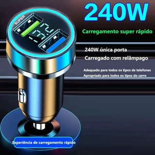 Carregador De Carro Turbo 240W Super Rápido Carregador De Contagem Dual USB Carregador De Celular Para Carro