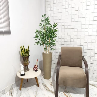 Bambu Artificial Tratado 160cm Vaso Decoração 67cm De Sala