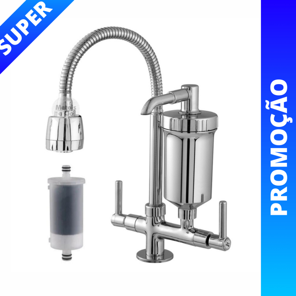 Torneira Com Filtro Gourmet De Bancada Flexivel Metal Inox