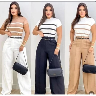 Calça femenina pantalona Duna con elastico na cintura na parte de tras !NÃO TEN FORRO¡