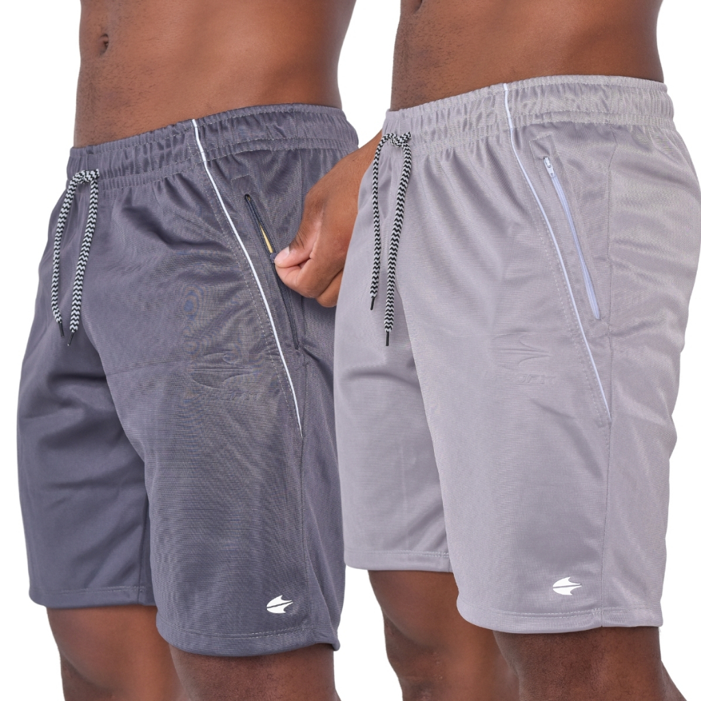 Kit 2 Bermudas Masculino com Bolso e Zíper para Academia Ladofit Modelo Maxxi