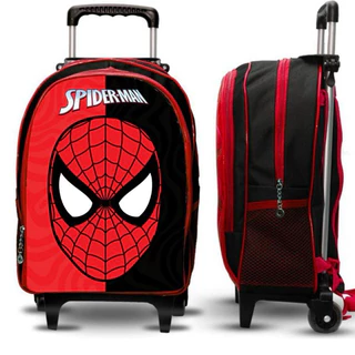 Mochila Escolar Infantil do Homem Aranha Com Rodinhas De Silicone