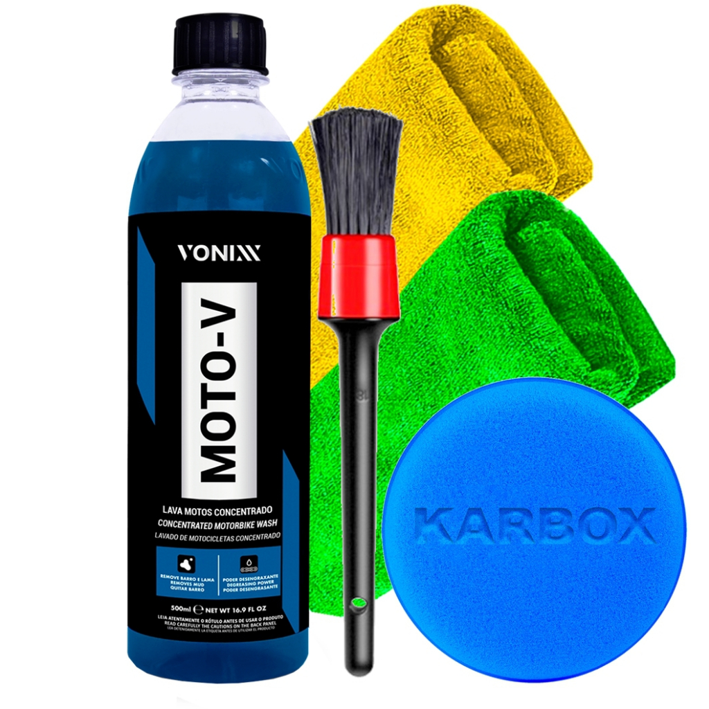 Kit Shampoo Moto-V Produto para Lavar Moto Pincel Detalhamento 2 ...