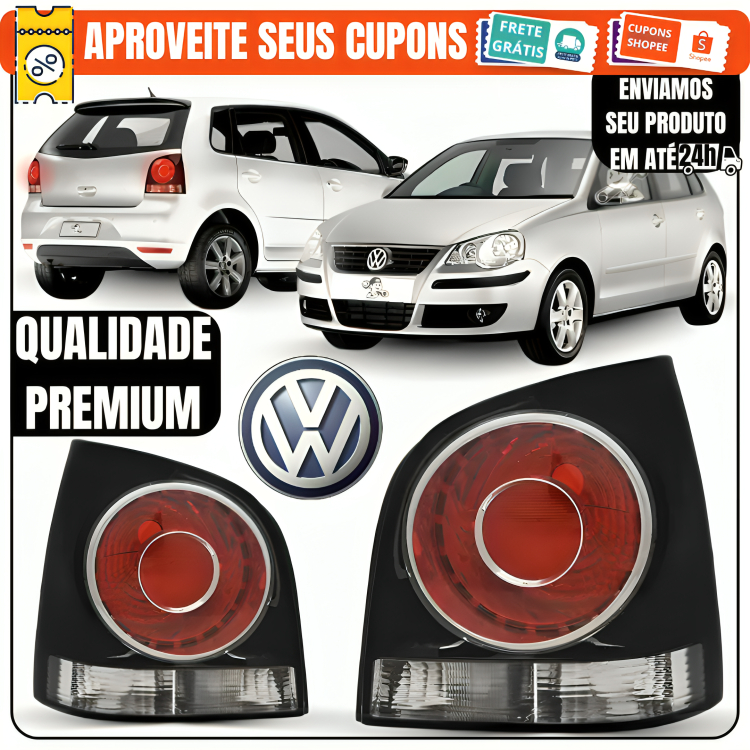 Par\Dir\Esq Lanterna VW Polo Hatch 2007 á 2014 Todos Os Modelos