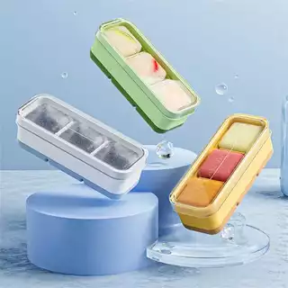 Forma De Gelo Forminha Para Fazer Gelo De Silicone Com Tampa 3 Gelos