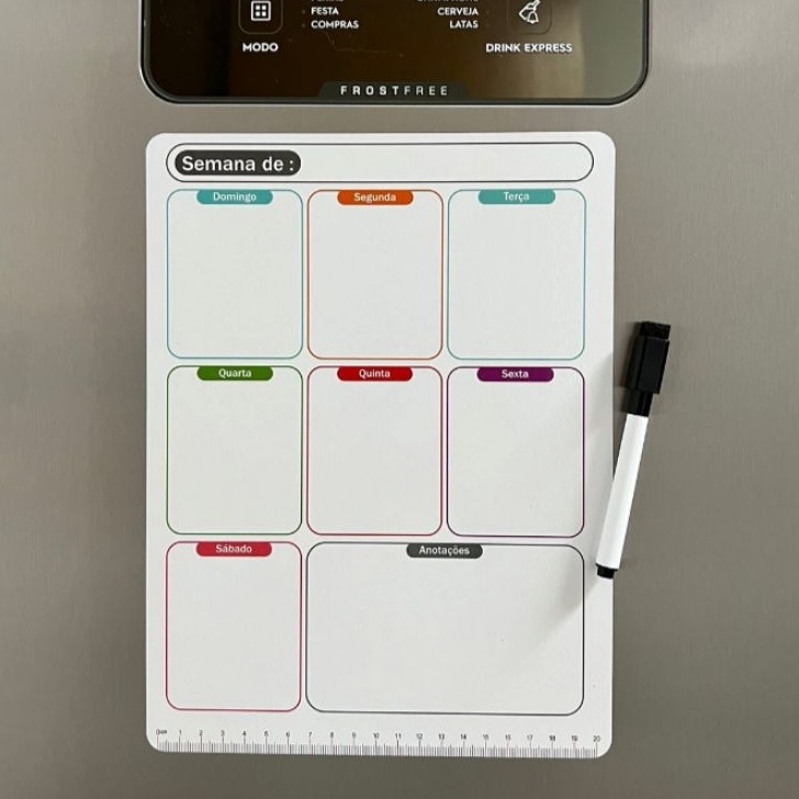 Lembrete Calendário Ima De Geladeira Semanal Planejamento Organizador Mensal Magnético Multiuso Universal